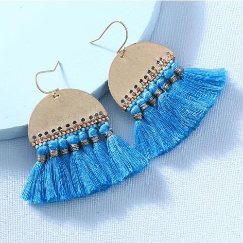 ELEGANCE11 Trendy Boho Earrings Nave Blue Tassel Earrings for Women Christmas Party Jewelry Gift