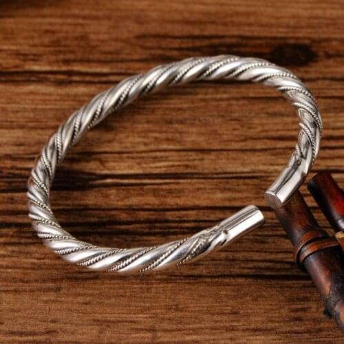 999silver jewelry bracelet factory direct sales retro female open bracelet