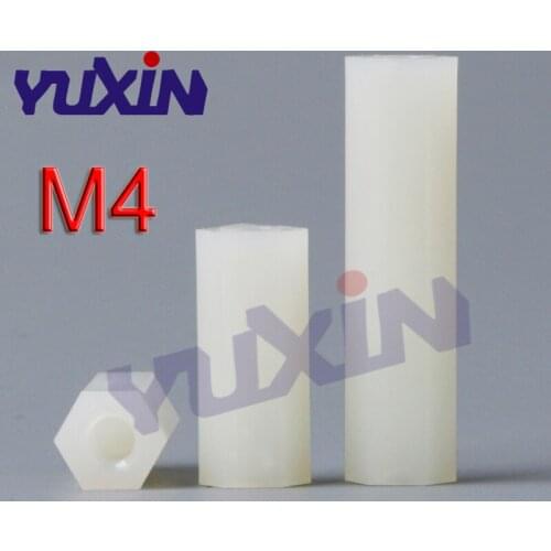 100Pcs M4*L White Hex Nylon Standoff Spacer Column Flat Head Double Pass Nylon Plastic Spacing Screws
