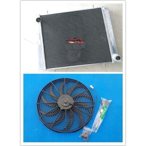 5 ROW Full Aluminum Radiator + FAN For Jaguar XKE Series 1 S1 3.8L Manual 3.8 Liter 61 62 63 1961-1963