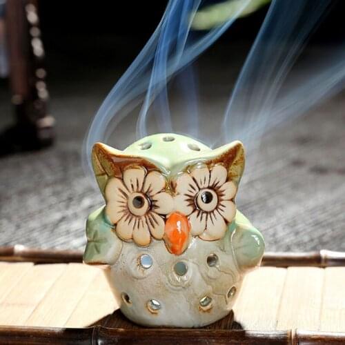 Creative Hollow Owl Aroma Burner Ceramic Crafts Aromatherapy Burner Incense Candle Holder Home Decor Office Ornaments