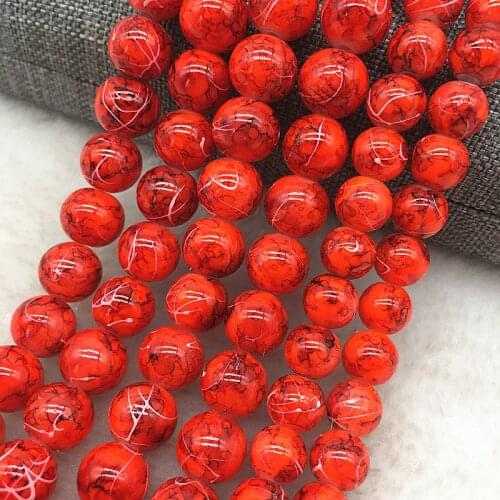 Wholesale 4/6/8/10mm Glass Beads Round Loose Spacer Beads Pattern For Jewelry Making DIY Bracelet Necklace #26