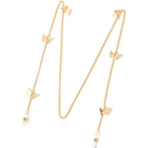 1PCs Butterfly Glass Chain Face Mask Chain Necklace Strap Non-slip Eyeglass Holder Cord Neck Sunglass Metal Strap for Unisex
