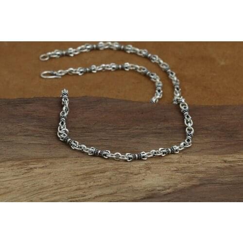 5mm Solid 925 Sterling Silver vajry pestle link Necklace Chain Men Women Jewelry gift A5045