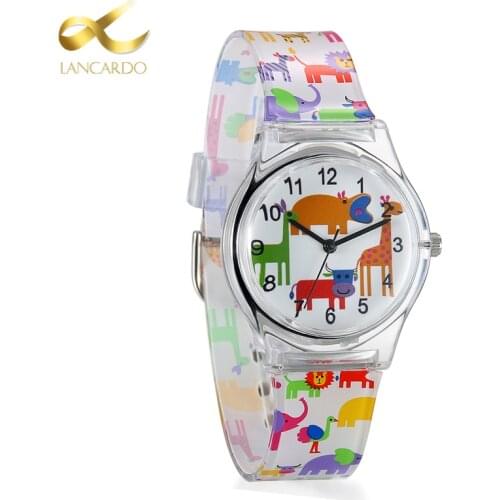 Lancardo Brand New Fashion Cute Harajuku Girls Boys Children Watch Cartoon Animal Sports Jelly Watch Women Flower Wrist Watch