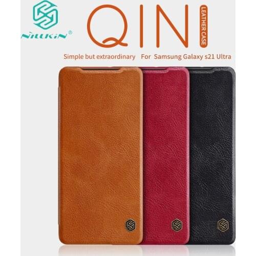 For Samsung Galaxy S21 Ultra Case Luxury Vintage PU Leather Flip Cover Case with Card Slot For Galaxy S21 S21 Plus Nillkin Qin