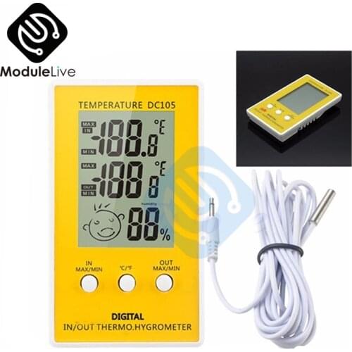 DC105 LCD Digital Thermometer Temperature Humidity Meter Hygrometer Indoor Outdoor Meteo Weather Station Diagnostic-tool