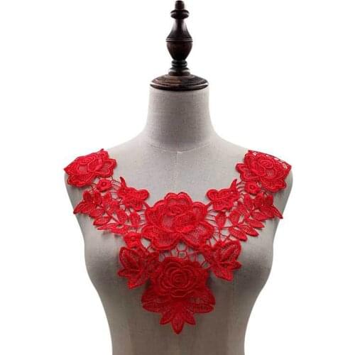 Floral Lace Collar Fabic Embroidered Applique Patch DIY Neckline Lace Fabric Sewing On Supplies Scrapbooking Fake collar Patches