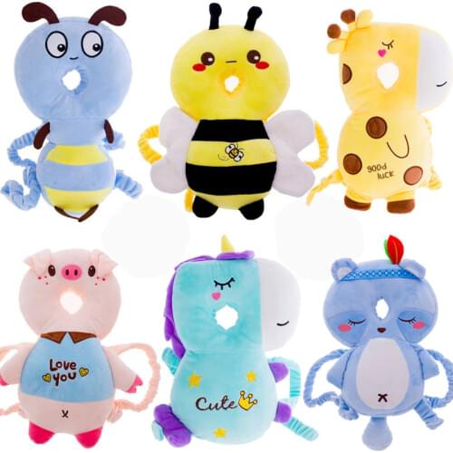 Baby Toddler Walking Headrest Childrens Cartoon Animal Shatter-Resistant Pillow Soft PP Cotton Cushion Baby Backpack Mat
