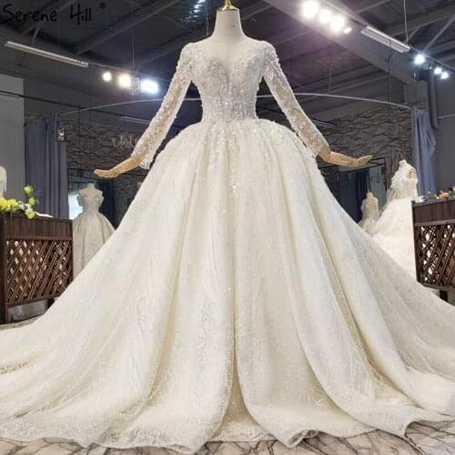 Dubai Ivory Sparkle Sexy High-end Wedding Dresses 2020 Beading Flowers Luxury Bridal Gowns DHX0227 Custom Made