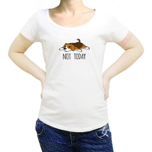 Funny Not Today Beagle dog T Shirts Round Collar T-Shirts Summer Pure Cotton Original Short-Sleeve female Tees sbz8152