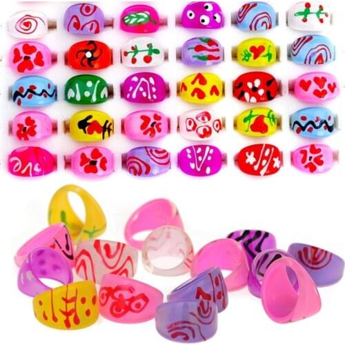 10pcs Wholesale Bulk Mix Lots Multicolor Resin Lovely Children Kid Rings Gifts New Design Finger Jewelry