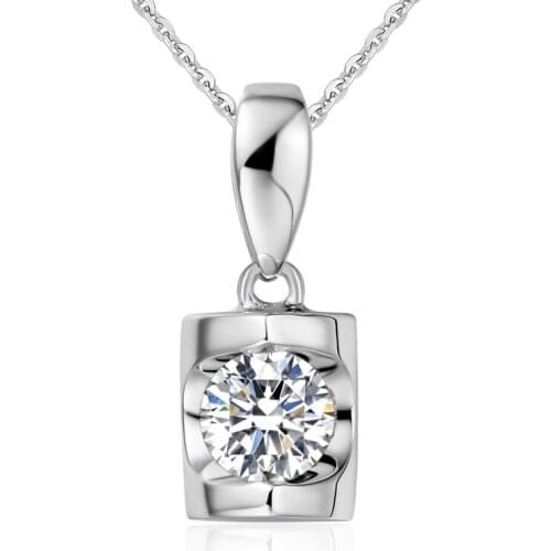 18K Au750 White Gold Women Pendants Necklaces Round Wedding Anniversary Engagement Party Moissanite Diamond Pendants Necklaces