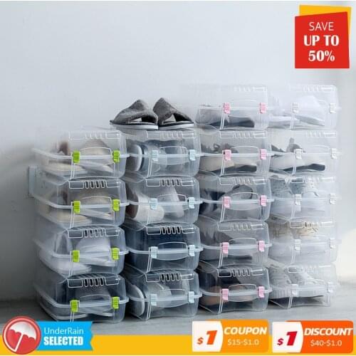 1PCS Simple Transparent thickening plastic transparent shoe box finishing box shoe cabinet household shoes storage box