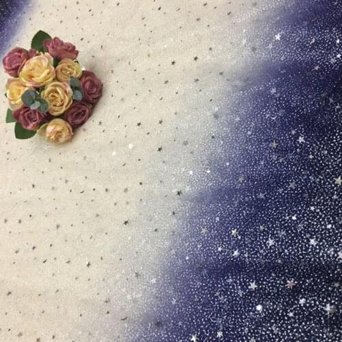Ombre Stars Moons Lace Tulle Fabric Gradient Glitter lace Fabric For Costume Design Evening Dress Performance Cloth 2 Yards