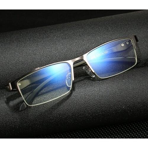 Square Business Anti Blue Light Reading Glasses For Women&Men Metal Small Frame Presbyopic Eyeglasses With Case+1.0to+4.0 FML