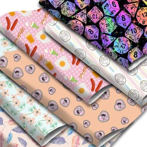 Cartoon Theme Faux Leather Sheets Floral Fruits Feather Printed Synthetic Leather Fabric 20x33cm for DIY Earrings Hair Bows