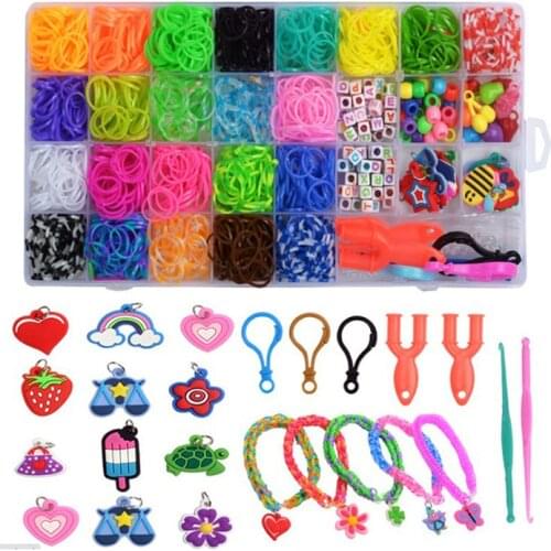 Elastic Rubber Loom Bands DIY Tool Set Weave Machine Gum Bracelet Handicraft Kit Girl Gift Kids Toys for Children 7 8 10 Years