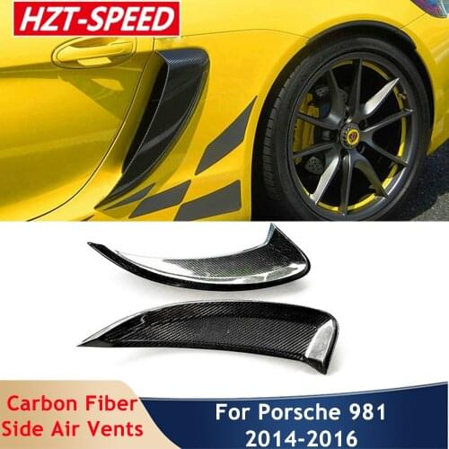 Real Carbon Fiber Wind Knife Side Air Inlet Fender Exterior Car Sticker for Porsche 981 Kaman Modification