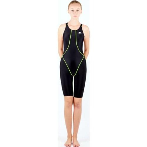 New Women One Piece Professional Sexy Sport Knee Length Swimsuits Female Surfing Racing Athletic Training Bathing SwimWear