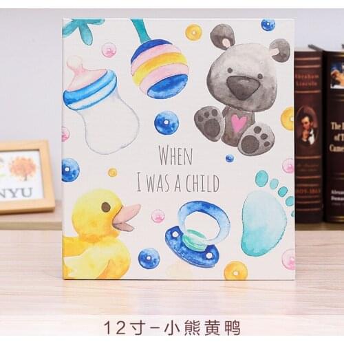 PA38 Leather baby infant children growth record book diy photo album this newborn paste type family photo album
