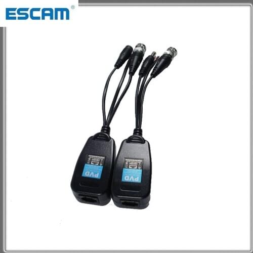 Video Balun IPC For 2MP 3MP 4MP ESCAM 205PVD 200M Range For HD CVI/AHD/TVI Twisted BNC CCTV Passive Transceivers Cat5 CCTV UTP