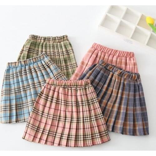Girls pleated skirt half-length 2021 summer high waist girls mini skirt mini skirt solid color skirt