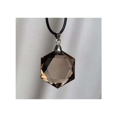 Natural Smoky QUARTZ Crystal Hexagon / Hexagram Crystal Pendant free shipping