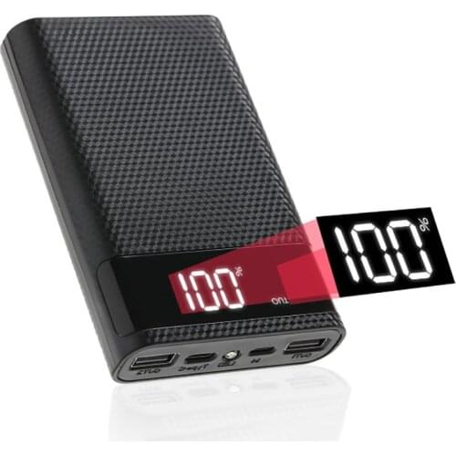 Portable External 5V DIY 4*18650 Case Power Bank Shell with LED Flashlight Digital Battery Charge Storage Box Without Battery