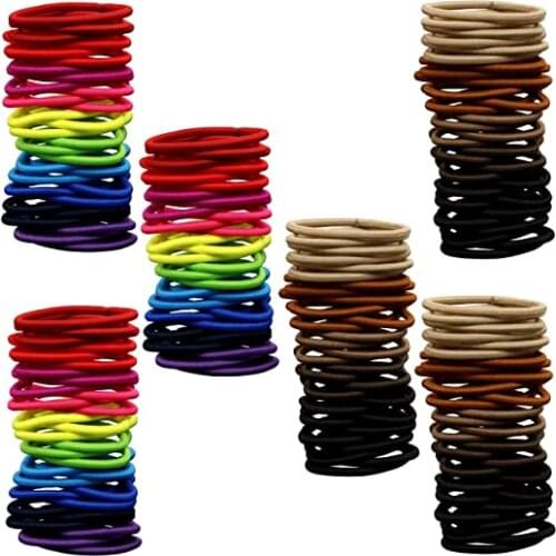 SHCXGQN 4mm Multiple packages available No-metal Hair Elastics Hair Ties Ponytail Holders Hair Bands for Women Girls Bulk JW001