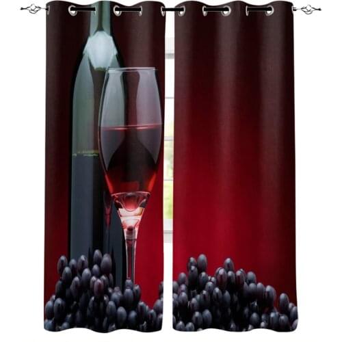 Red Wine Grape Fruit Modern Curtains for Living Room Bedroom Kitchen Curtains Drapes Window Treatments