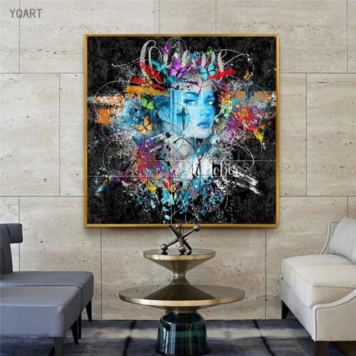 Modern Street Graffiti Wall Art Sexy Woman Colorful Canvas Paintings for Living Room Girl Bedroom Decorative Pictures