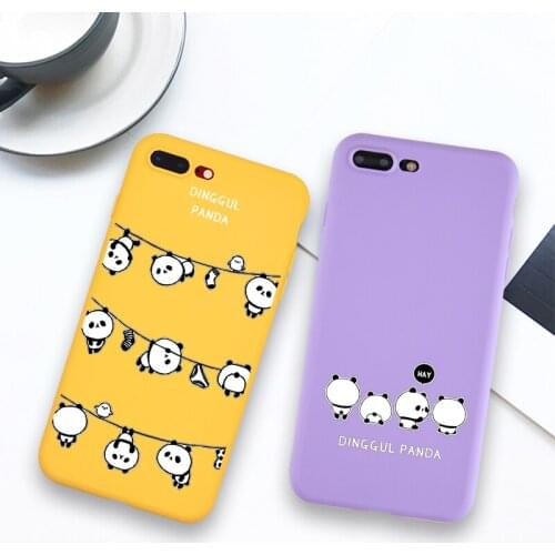 Stylish Cartoon Cute Panda Soft Phone Case Coque For iPhone X XR MAX Cute Candy Color Phone Cover For iPhone 8 7 Plus 5 6 Case