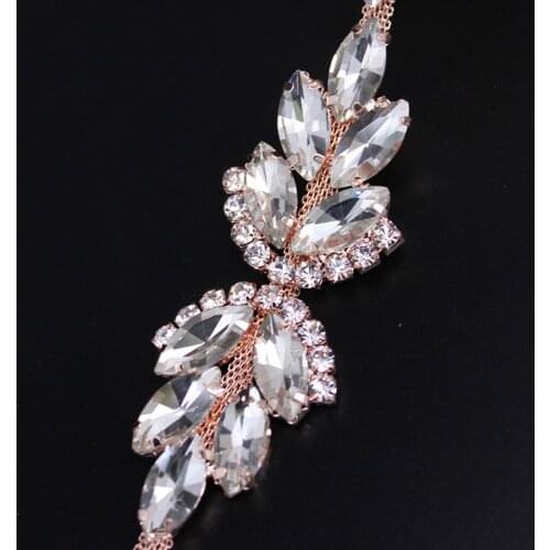 5 Yards Sparkling Chain Trimming Royal beauty Crystal Rhinestone Trimming For Bridal Party sash belt Dress Rose Gold DIY Crafts