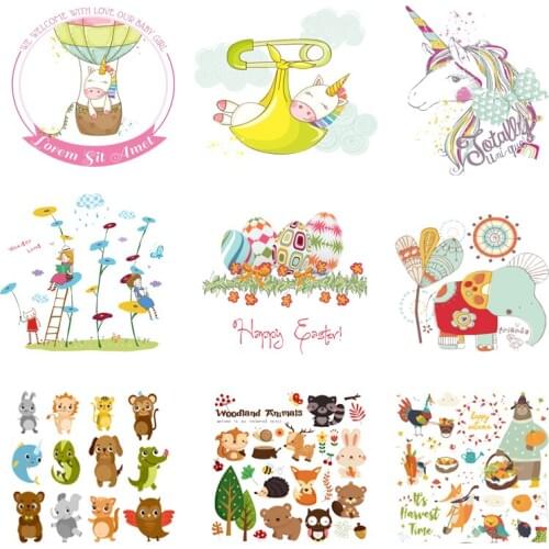 Iron-on Transfers for Clothing Patches for Clothes Unicorn Stickers Diy Cute Patch Flex Fusible Transfer Vinyl Adhesive Stripe C