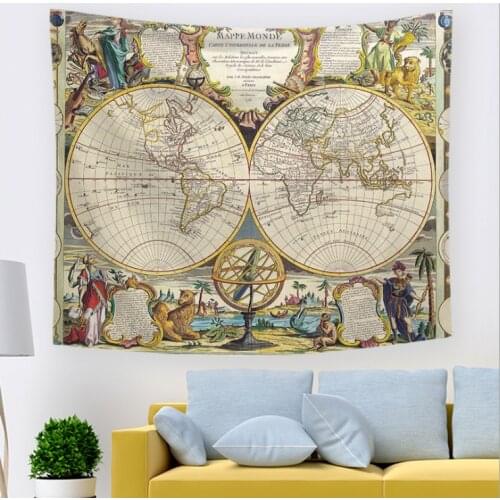 Polyester Tropical World Map Pattern Wall Fabric Hanging Tapestry Wedding Party Gift Bedspread Beach Cover Towel Camping Mat