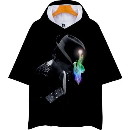 Classic trend Michael Jackson 3D Hooded Men/Women Harajuku Hoodie Short Sleeve Hoodie Boy/girl Clothes Fashion Cool Sweatshirt