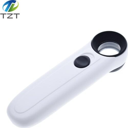 TZT 15X Handheld Glass Loupe Magnifier Magnifying Glass Portable Pocket Tool Professional With 2 LED Light