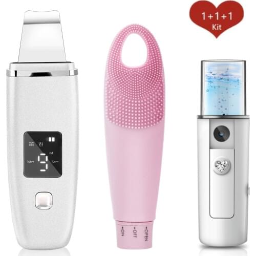 Ultrasound Skin Scrubber Facial Deep Cleaning Device Skin Care Remover Face Ion Vibration Blackhead Cleaner Beauty Care Tool Set