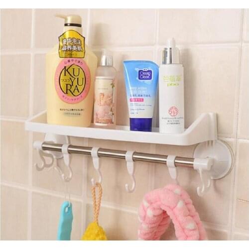 Shelves and Hook Suction Cups Bathroom Hanger