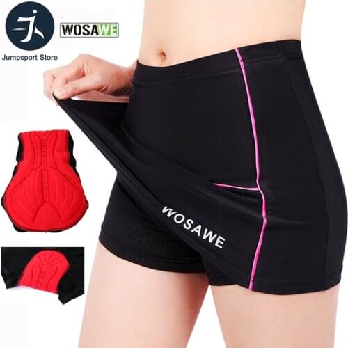 WOSAWE Cycling Shorts Womens Skirts 4D Gel Padded Gel Black Underpant Bicycle Bike Underwear Clothes Downhill Shorts Size S-XL