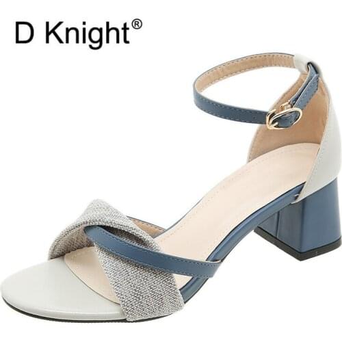 Roman 5cm/7cm Heel Buckle Strap Women High-Heeled Open Toe Snadals Shoes 2022 Summer New Lady High Heels Fashion Sandals Female