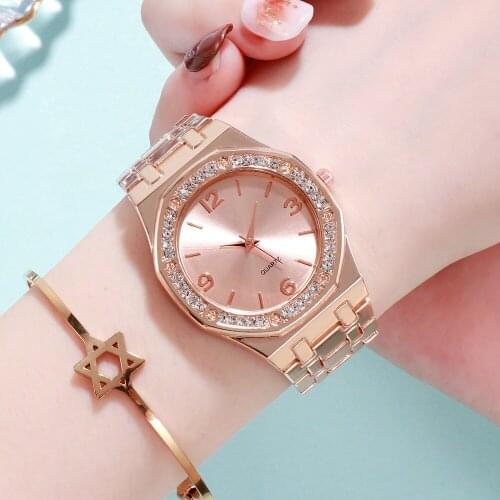 High-end irregular dial ladies watch stainless steel magnet buckle rose gold case quartz casual ladies watch gift reloj