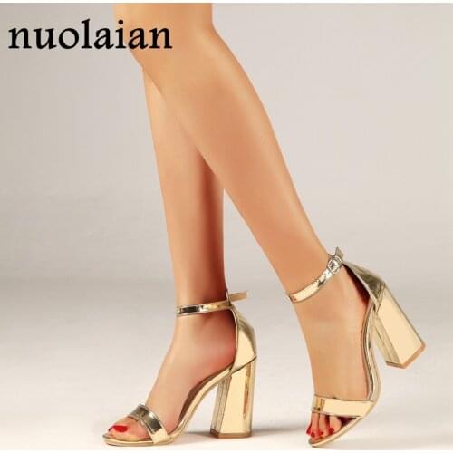 10CM High Heels Woman Platform Shoes Summer High Heel Sandals Women Pumps Patent Leather Sandal Shoe Lady Ankle Strap Pumps