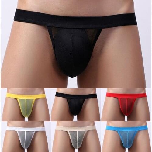 Man Briefs Breathable Comfy Bikini Ultra-thin Bulge Pouch Open Crotch Underwear Mens Ice Silk Underwear Mens Briefs Low Waist