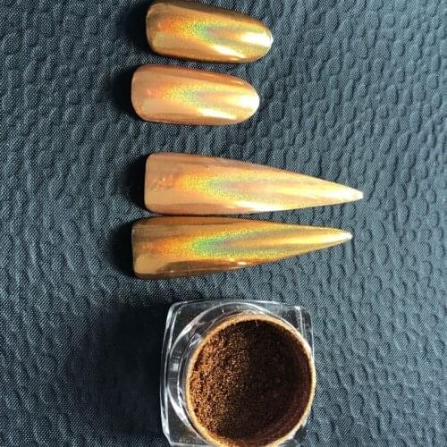 0.5g Holographic Gold Powder Nail Mirror Chrome Nail Powder Chameleon Laser Chrome Dust For DIY Nail Art Decor