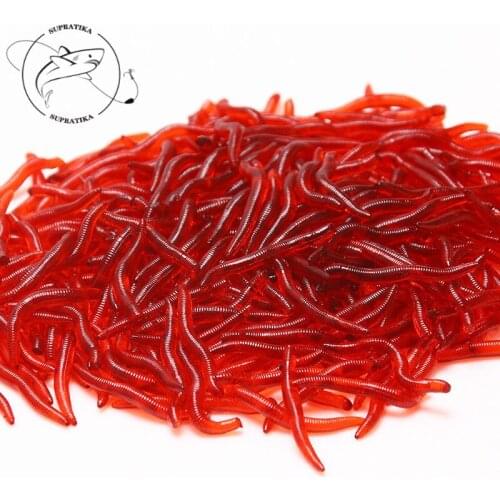 100Pcs/lot 3.5cm 0.25g Isca Artificial Simulation Red Earthworm Soft Bait Fishing Lure Lifelike Worm Smell Baits Pesca