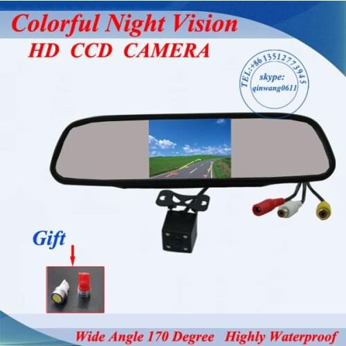 2 in 1 HD CCD backup reversing Camera + 4.3" HD 800*480 Car Mirror Monitor , rear view mirror monitor car parking camera