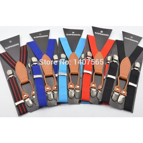 2018 New Fashion high quality Children Adjustable black red 4 Clip-on Y-back Suspenders Kids girl boy braces