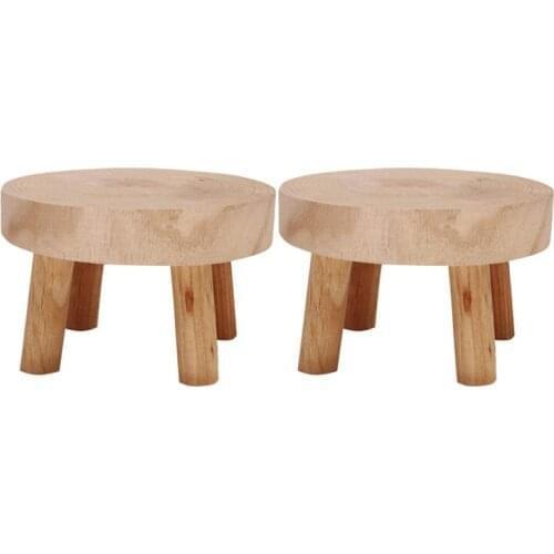 2x Mini Wooden Bench Stand, Plant Stand, Flower Pot Stand, Pot Stand, Support Indoor Natural Wood Color S & L